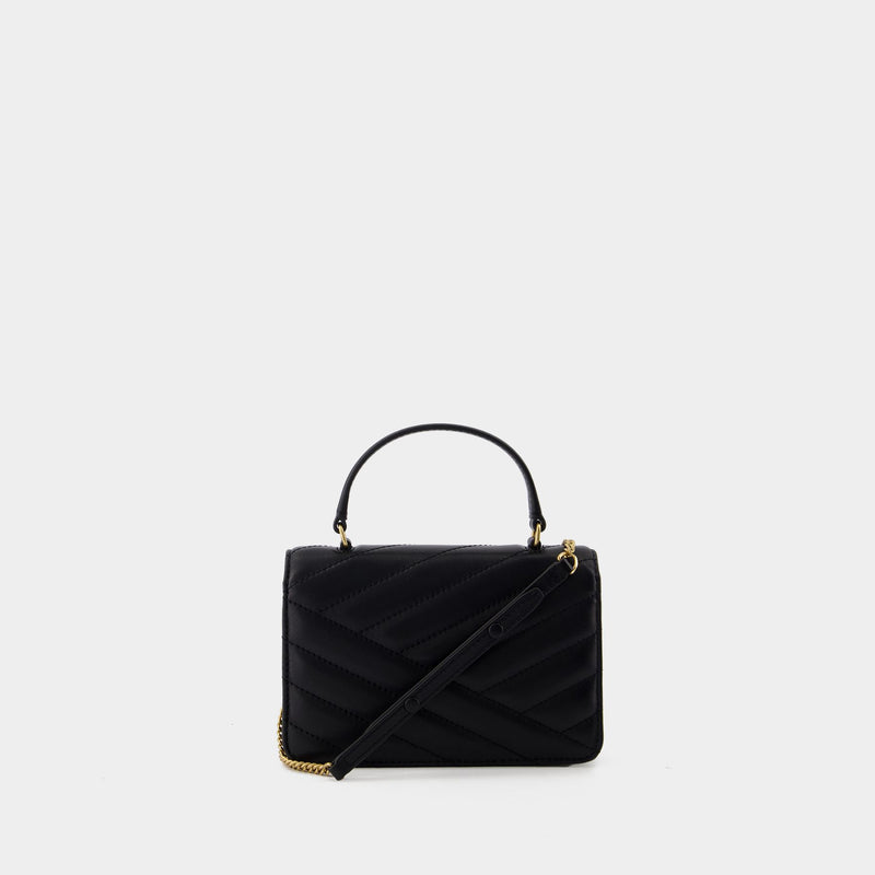 Kira Chevron Mini Top Handle Wallet On Chain - Tory Burch - Leather - Black