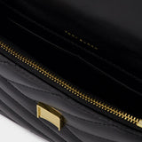 Kira Chevron Mini Top Handle Wallet On Chain - Tory Burch - Leather - Black