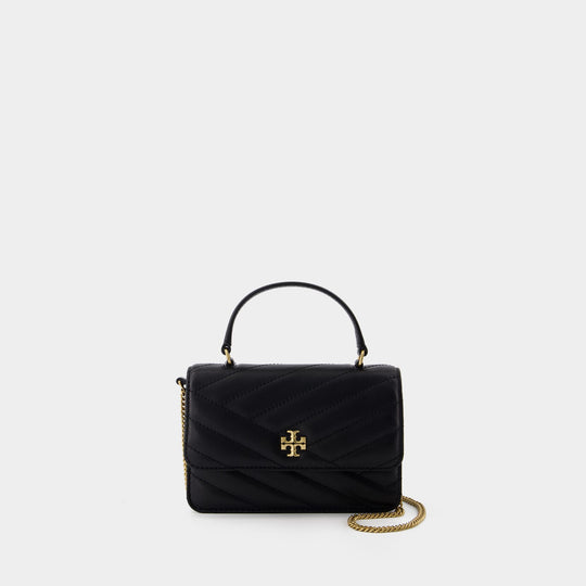 Kira Chevron Mini Top Handle Wallet On Chain - Tory Burch - Leather - Black