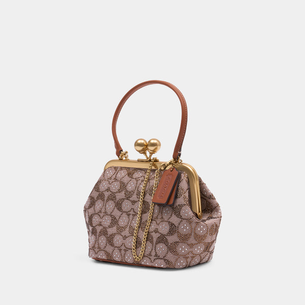 Crystal Signature Kisslock Crossbody - Coach - Leather - Brown