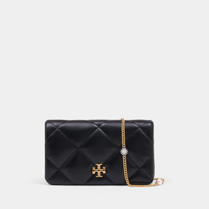 Kira Diamond Quilt Charm Crossbody - Tory Burch - Leather - Black