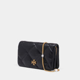 Kira Diamond Quilt Charm Crossbody - Tory Burch - Leather - Black