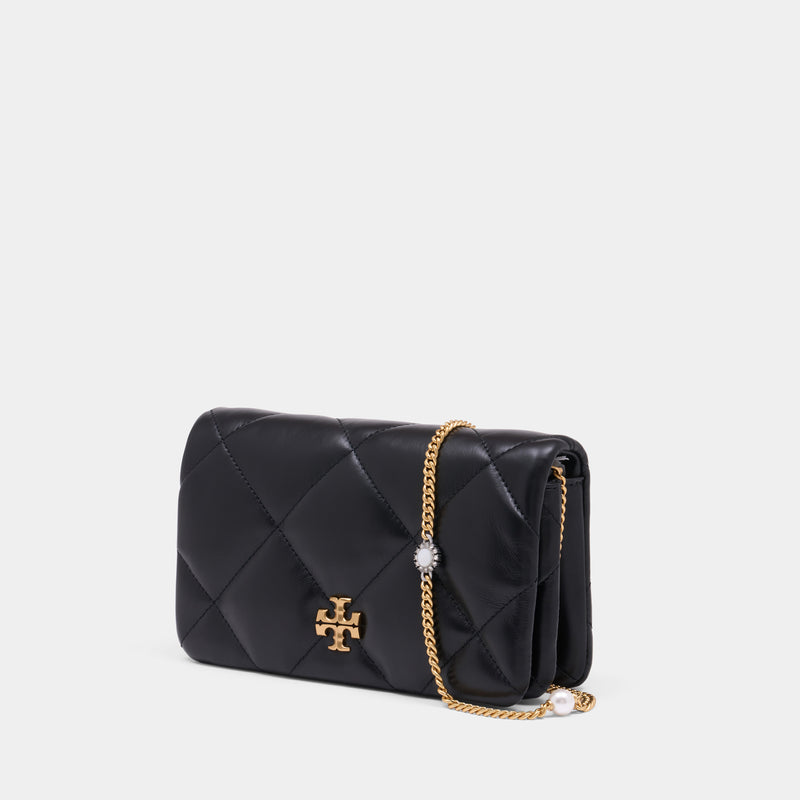 Kira Diamond Quilt Charm Crossbody - Tory Burch - Leather - Black
