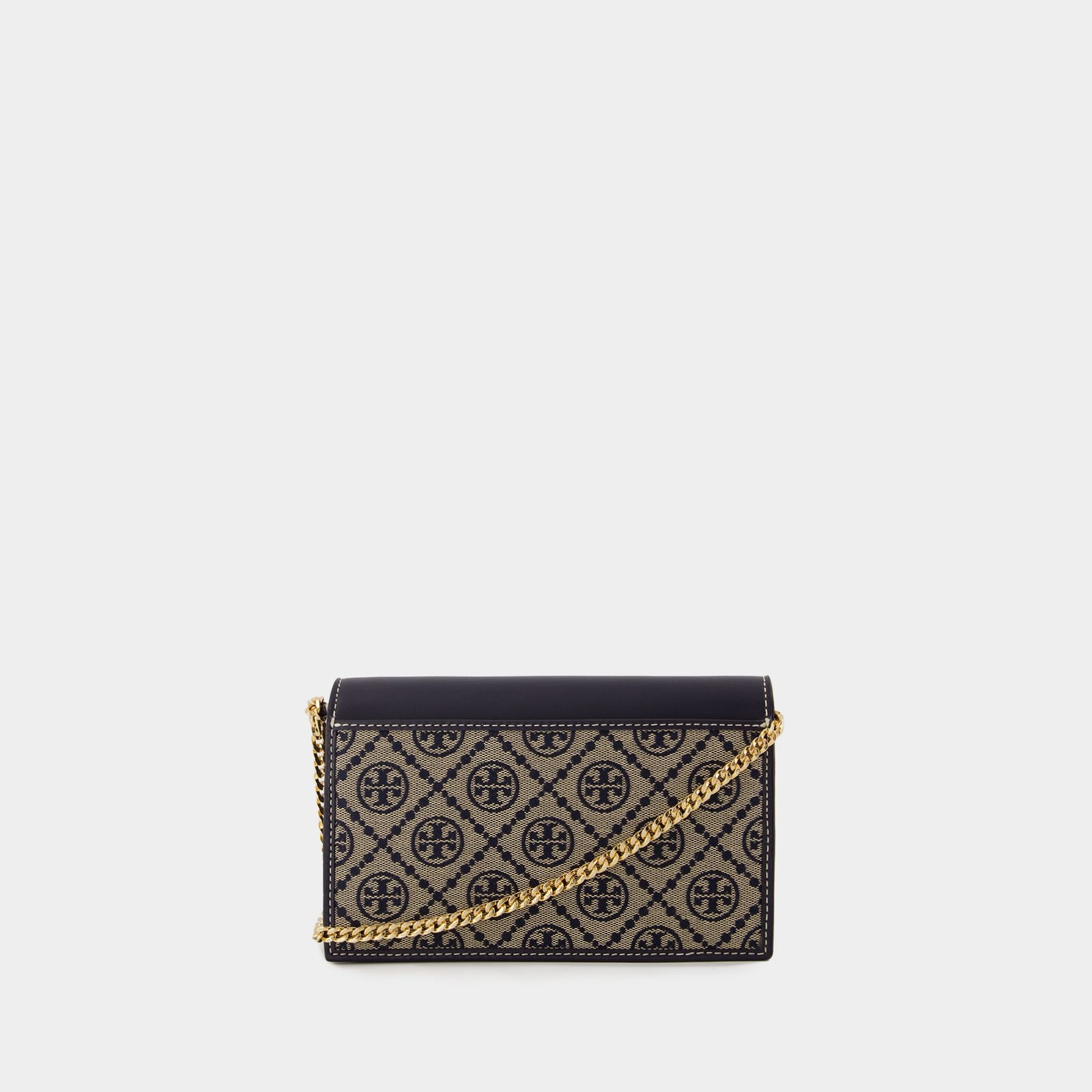 T-Monogram Envelope Wallet On Chain - Tory Burch - Cotton - Blue