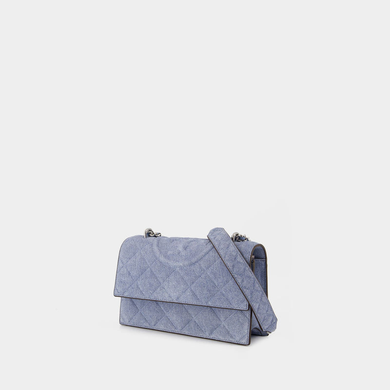 Fleming Small Convertible Shoulder Bag - Tory Burch - Leather - Blue