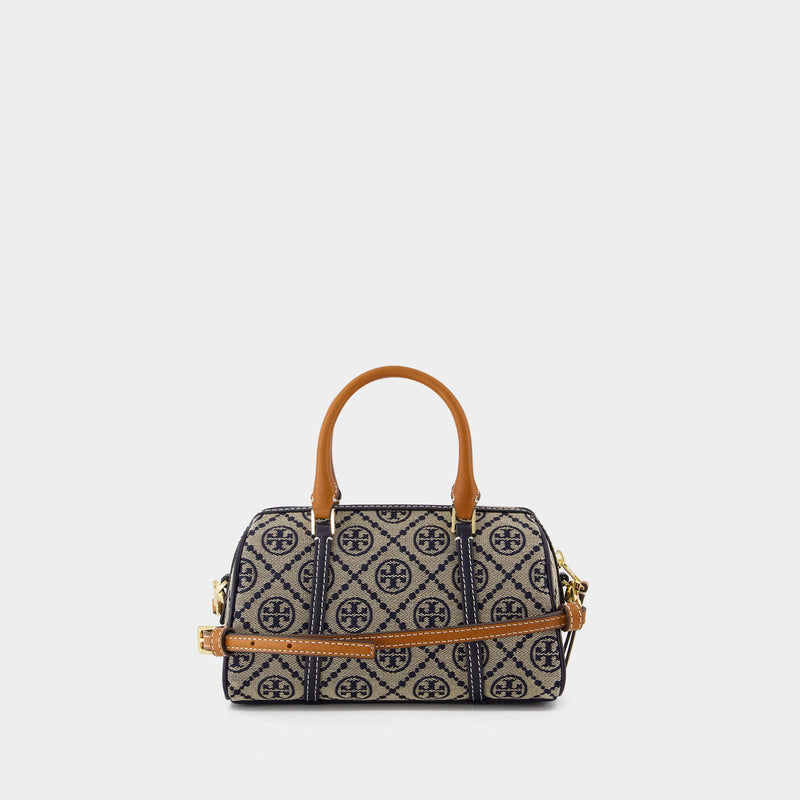 T-Monogram Mini Barrel Purse - Tory Burch - Cotton - Blue