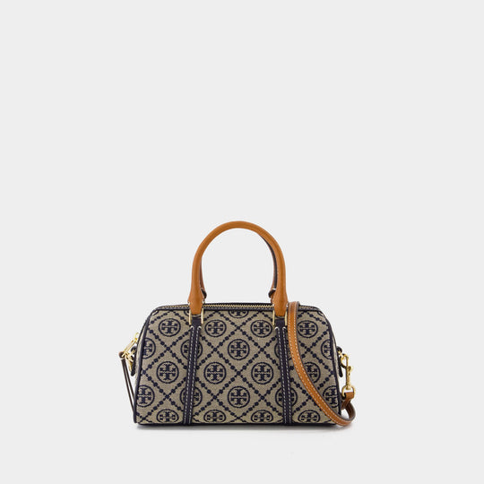 T-Monogram Mini Barrel Purse - Tory Burch - Cotton - Blue