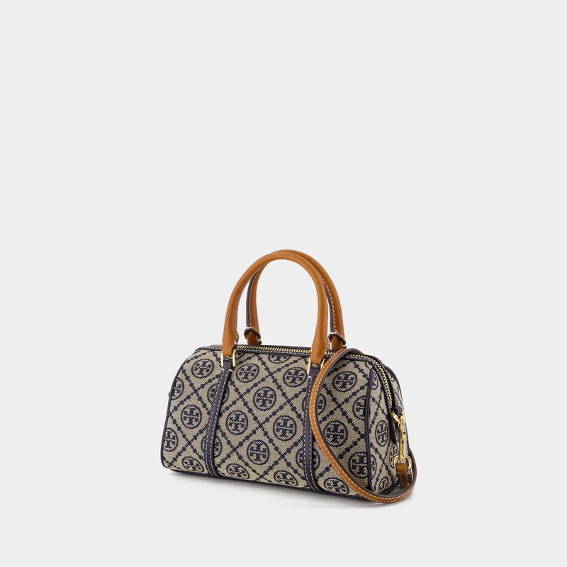 T-Monogram Mini Barrel Purse - Tory Burch - Cotton - Blue