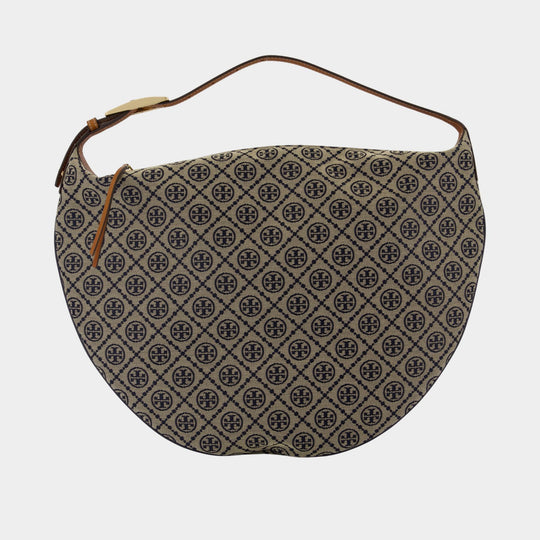 T-Monogram Balloon Shoulder Bag - Tory Burch - Cotton - Blue