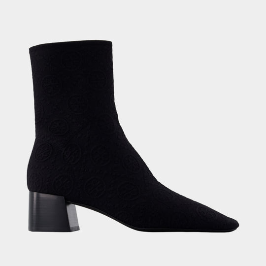 Stretch Ankle Boots - Tory Burch - Nylon - Black