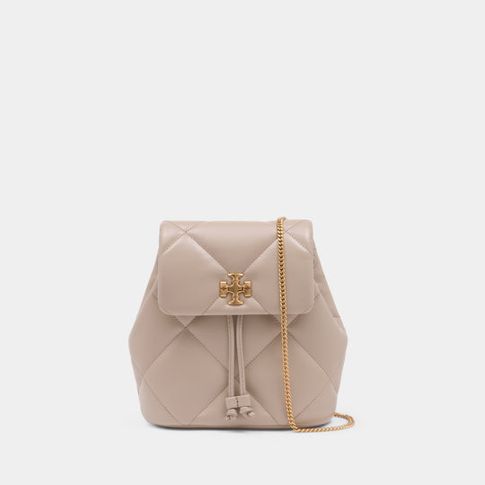 Kira Diamond Quilt Small Backpack - Tory Burch - Leather - Beige