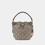 T-Monogram Utility Shoulder Bag - Tory Burch - Cotton - Grey