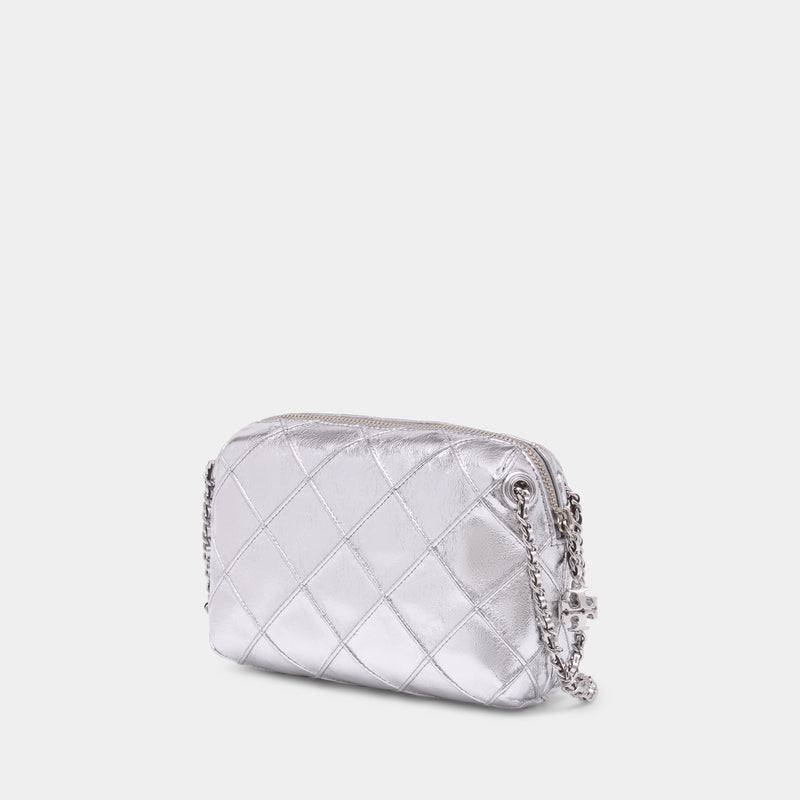 Fleming Crossbody - Tory Burch - Leather - Silver