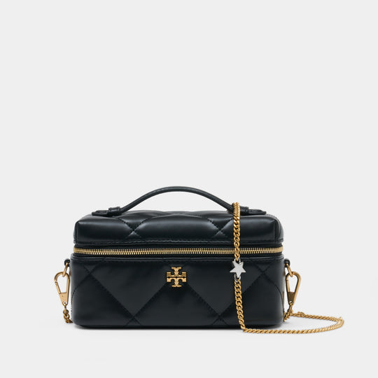 Kira Diamond Quilt Charm East West Crossbody - Tory Burch - Leather - Black