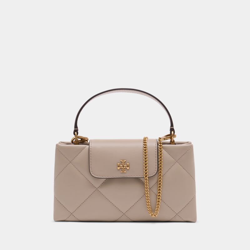 Kira Diamond Quilt East West Top Handle Bag - Tory Burch - Leather - Beige