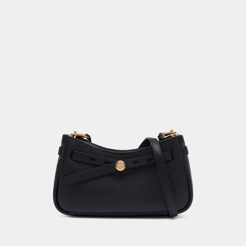 Romy Zip Top Crossbody - Tory Burch - Leather - Black