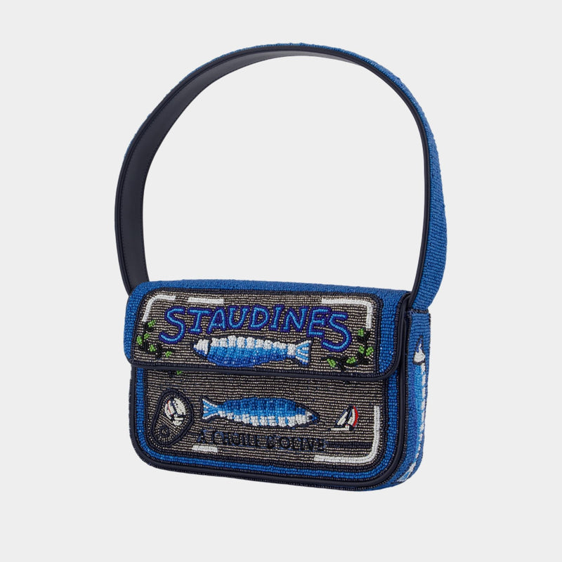 Tommy Beaded Shoulder Bag - Staud - Synthetic - Blue