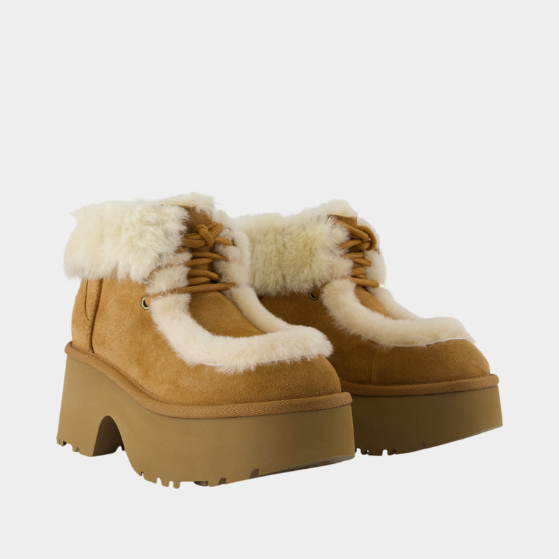 Esmee Lace Up Ankle Boots - UGG - Leather - Brown