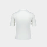 Ribbed Polo - Courreges - Viscose - White