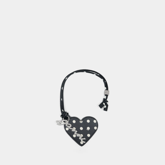 Bou Heart Mirror Printed Keyring - Ganni - Leather - Black