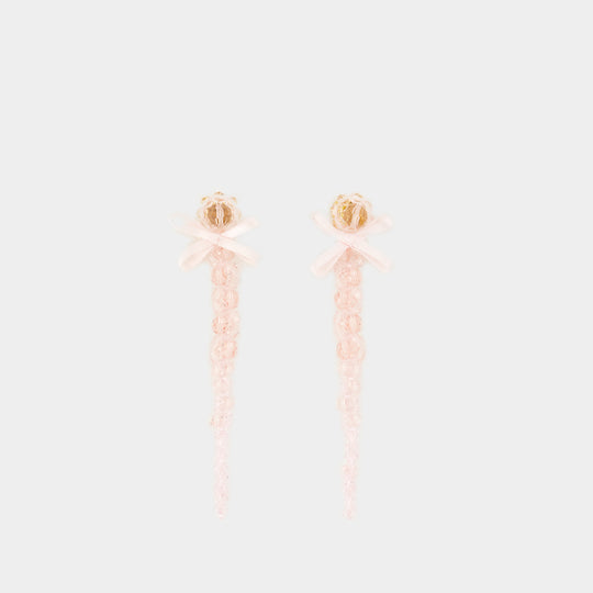 Petite Bow Drip Earrings - Simone Rocha - Crystal - Pink