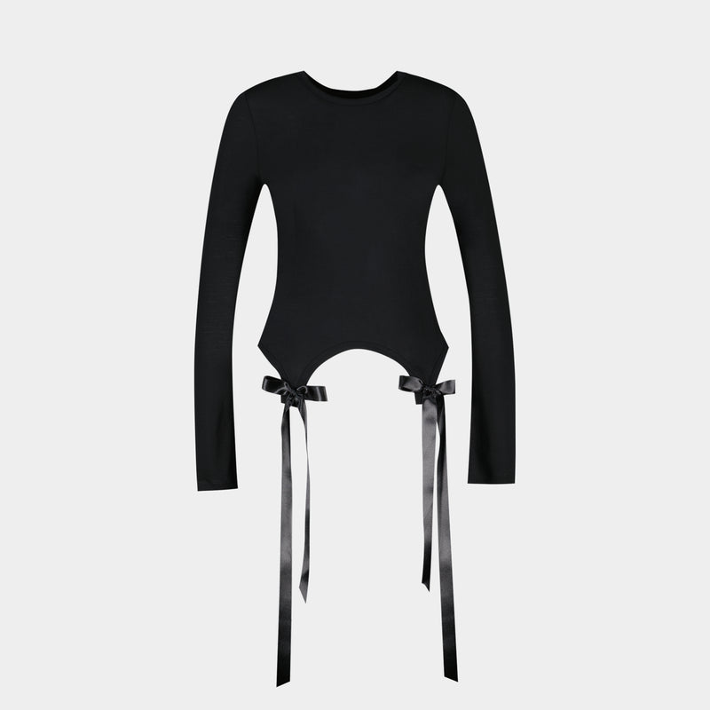 Bow Tail Easy Long Sleeve T-Shirt - Simone Rocha - Synthetic - Black