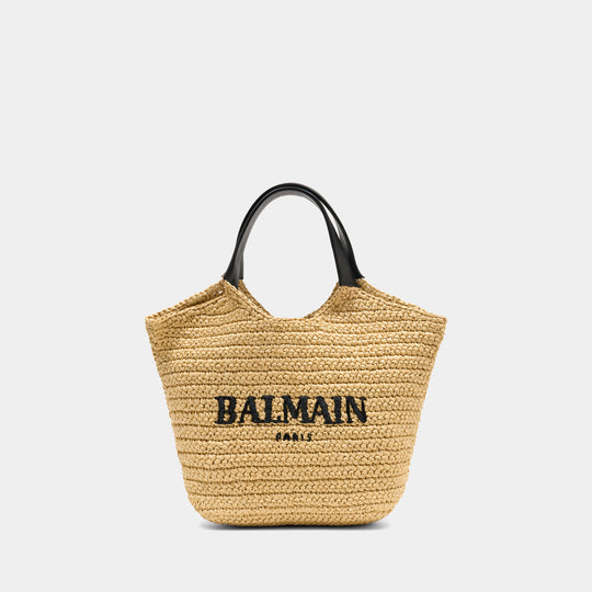 Mini Shopper Bag - Balmain - Raffia - Beige