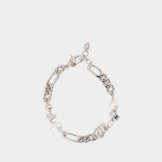 Skl & Pearl Bracelet - Alexander McQueen - Metal - Silver