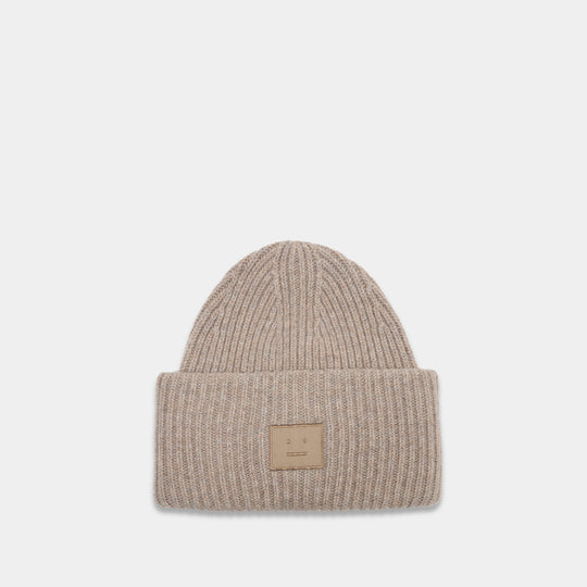 Large Face Logo Beanie - Acne Studios - Wool - Beige