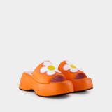 Flower Sandals - Carel - Leather - Orange