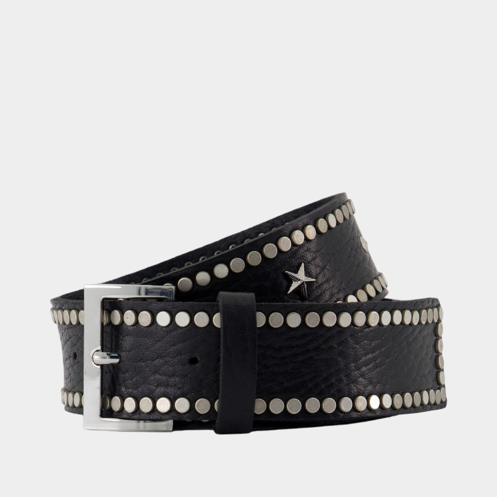 Zadig & Voltaire Studded Beige and Silver Leather Belt, size 1 Zadig & Voltaire leather red studded belt main image 4