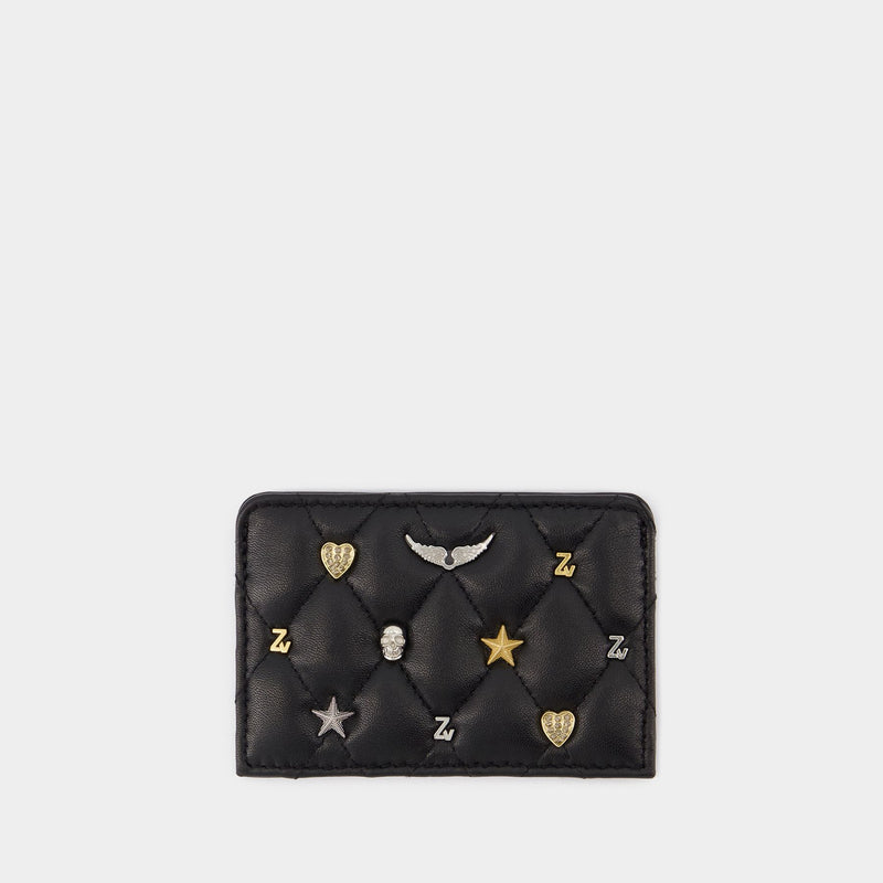 カードケース・名刺入れ ZADIG & VOLTAIRE Zv Pass Grained Leather Black Black Quilted Leather Card Holder | Zadig&Voltaire