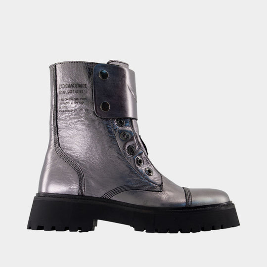 Joe Fast Ankle Boots - Zadig & Voltaire - Leather - Silver