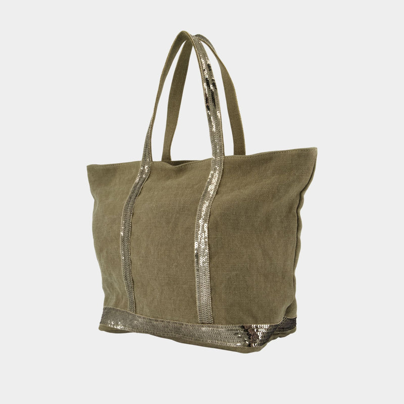 トートバッグ M Zippe Shopper Bag - Vanessa Bruno - Linen - Khaki M Zippe Shopper Bag - Vanessa Bruno - Linen - Khaki