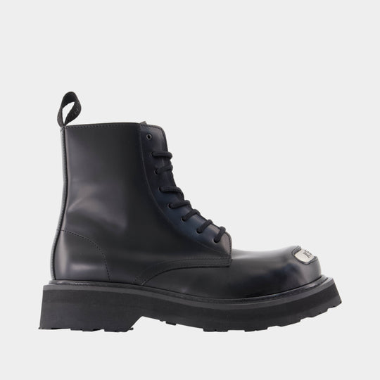 New Kenzo Smile Lace Up Boots - Kenzo - Leather - Black