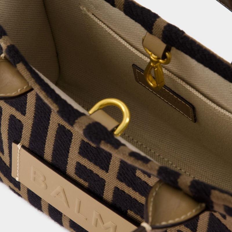 【関税込み】B-Army Small Shopper Bag - Balmain - Cotton - Iv B-Army small tote bag in canvas and leather beige beige