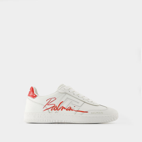 Swan Sneakers - Balmain - Leather - Red/White