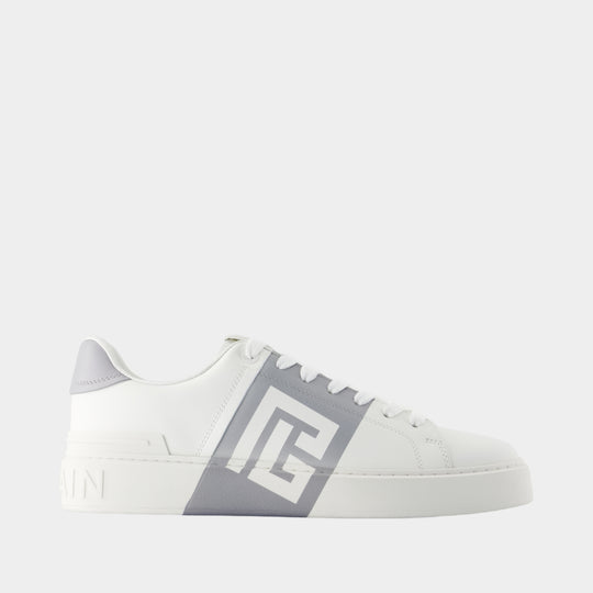 B-Court Sneakers - Balmain - Leather - White/Grey