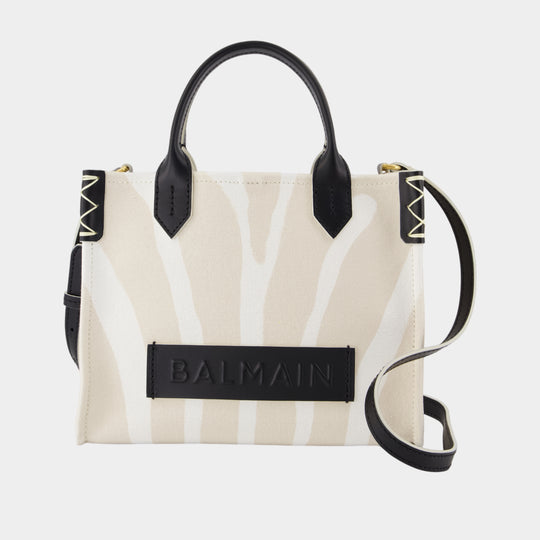 B-Army Small Shopper Bag - Balmain - Leather - Beige