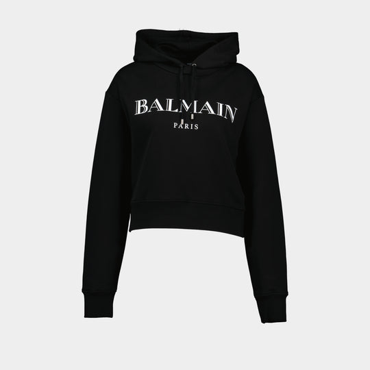 Vintage Print Hoodie - Balmain - Cotton - Black