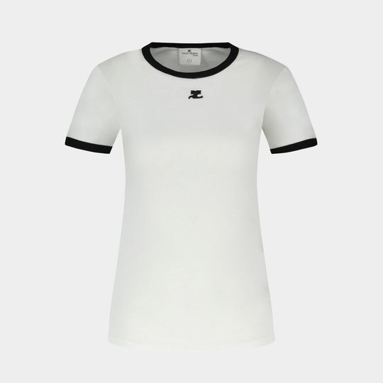 Signature Contrast T-Shirt - Courreges - Cotton - White