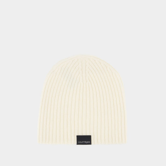Ac Ribbed Beanie - Courreges - Wool - Neutral