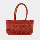 Square Bag - Rouje - Raffia - Red