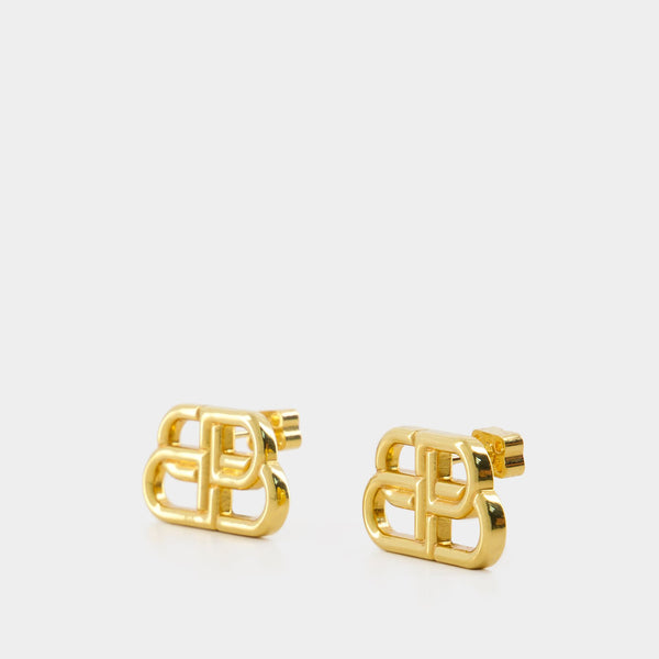 BB XS gold-plated stud earrings in gold - Balenciaga | Mytheresa