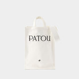 Vertical Shopper Bag - PATOU - Cotton - White