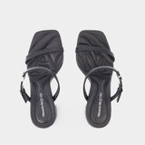 Seal Heeled Sandals - Alexander McQueen - Leather - Black/Argenté