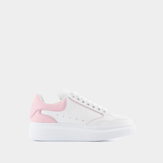 Oversized Hybrid Sneakers - Alexander McQueen - Leather - White/Pink