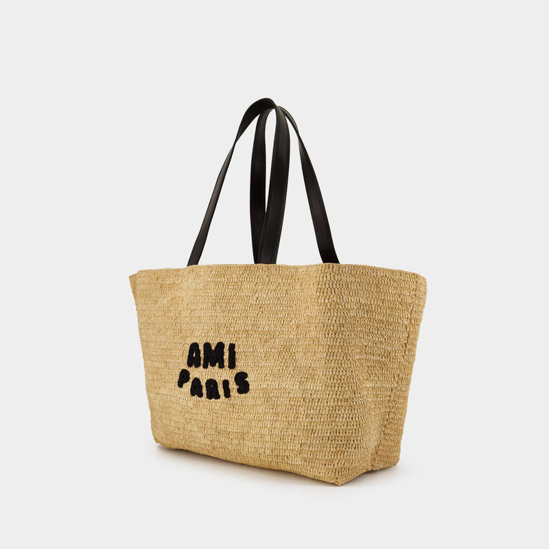 Shopping bag - AMI Paris - Raphia - Neutral