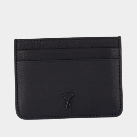 Card case - AMI Paris - Leather - Black