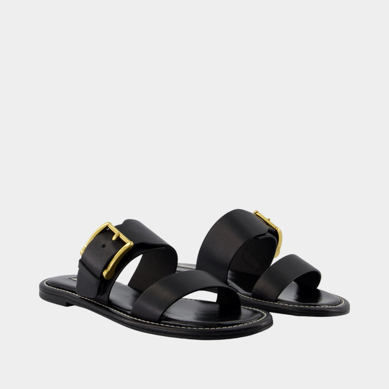 Buckle Sandals - AMI Paris - Leather - Black